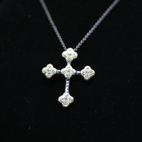 14ktGold Dipped Black/Gold Swarovski Necklace - Picture 2 of 6